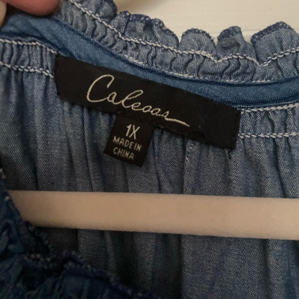 Calessa Embroidered and lace Round Neck Tunic Top Women’s 1X